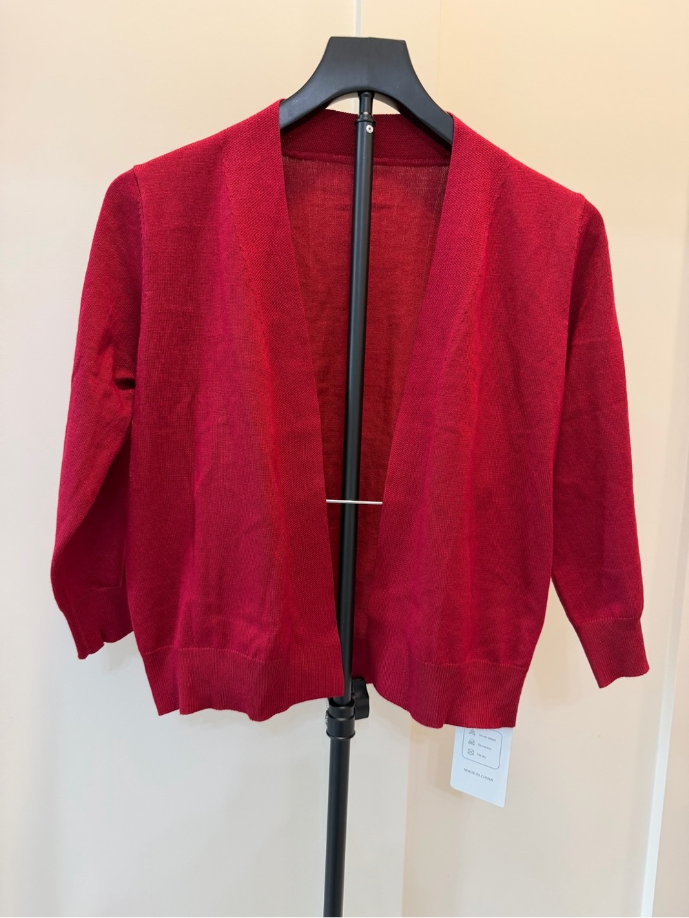 Women’s small red sweater 3/4 length sleeve #384